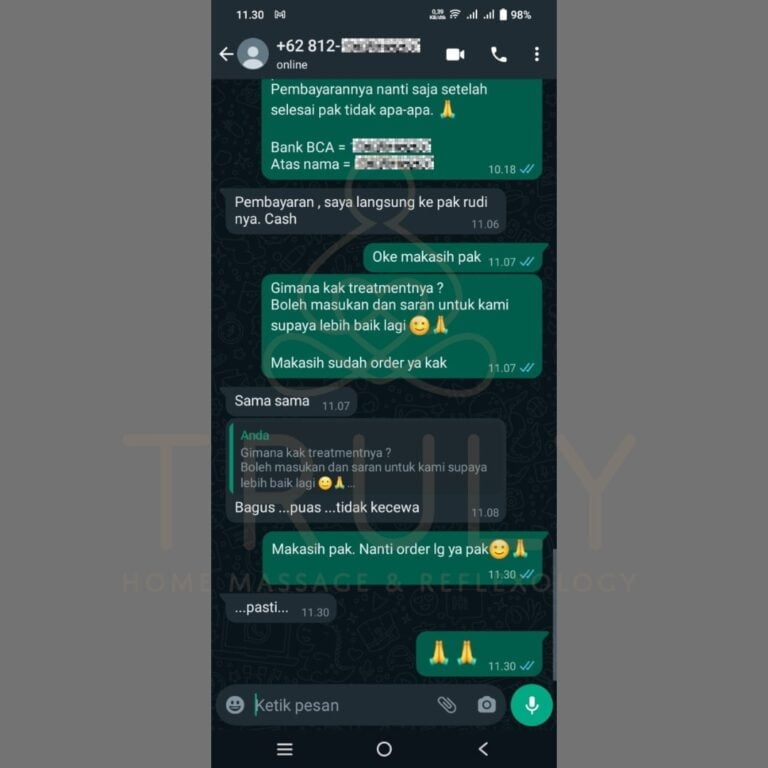 Testimonial pelanggan Truly Home Massage 19