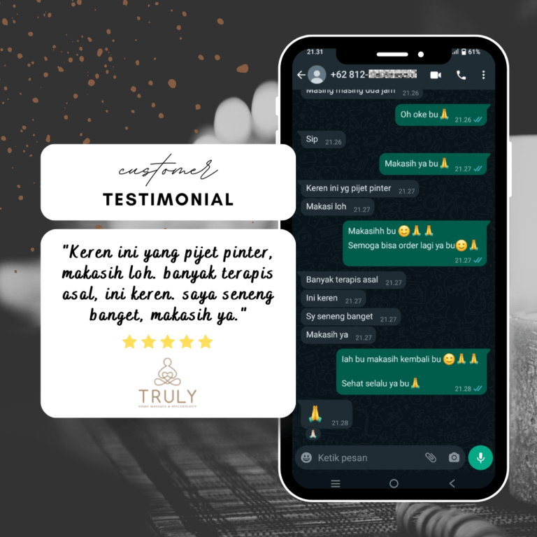 Testimonial pelanggan Truly Home Massage 8