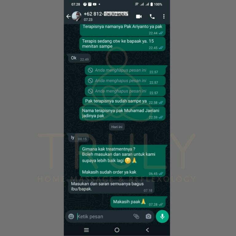 Testimonial pelanggan Truly Home Massage 10