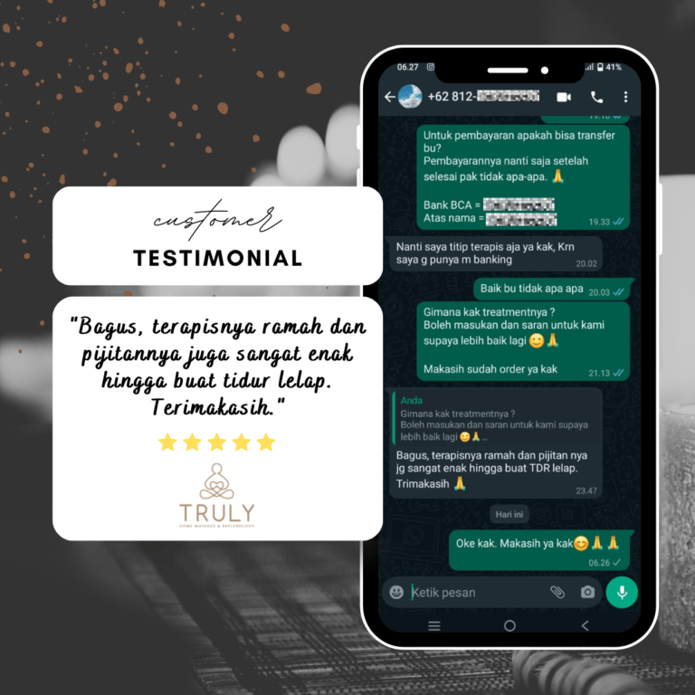 Testimonial pelanggan Truly Home Massage 7