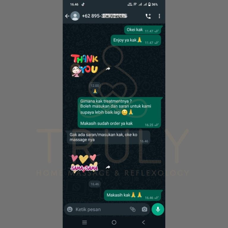 Testimonial pelanggan Truly Home Massage 10